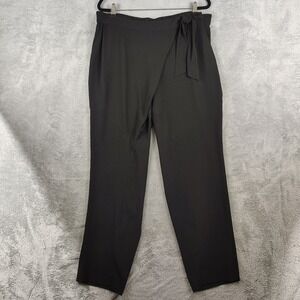 ST.‎ JOHN Black Side Tie Wrap Knit Pants W/Pockets SZ 14 Asymmetric Front Harem